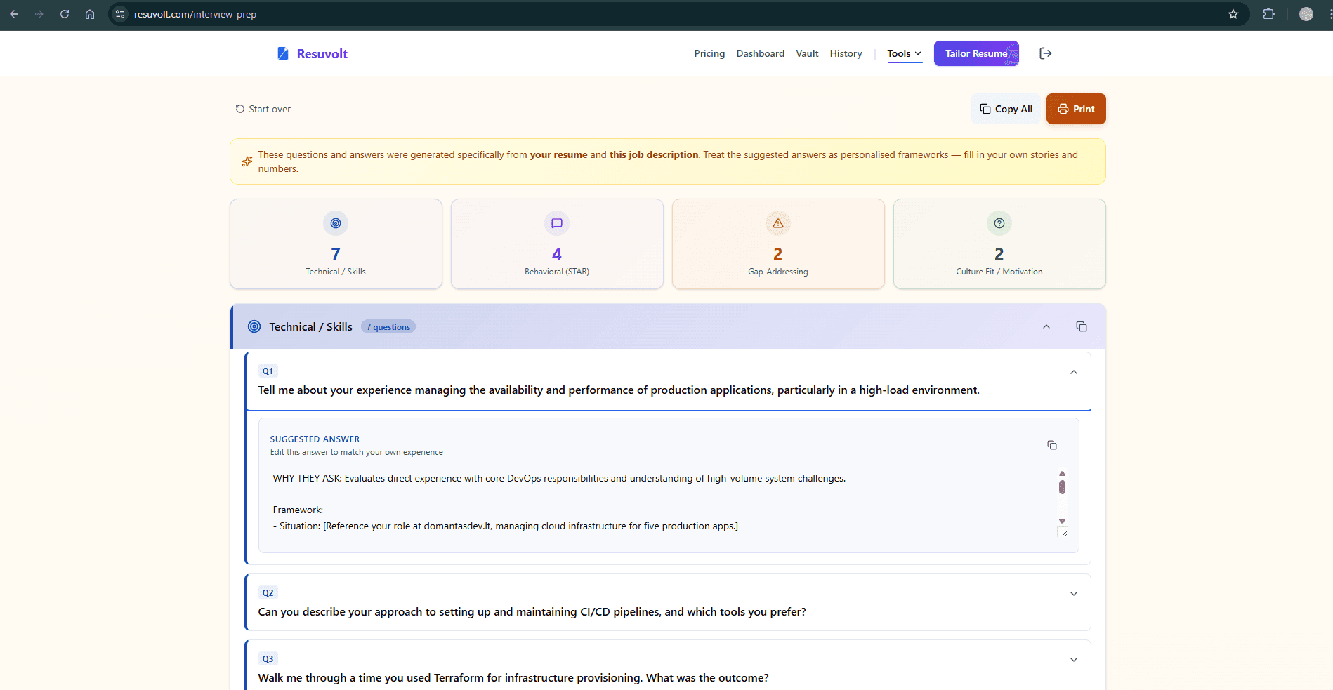 Resuvolt interview preparation results